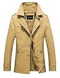 D.B.M Men's Winter Plus Velvet Mid-Length Slim with Epaulettes Trench Coat