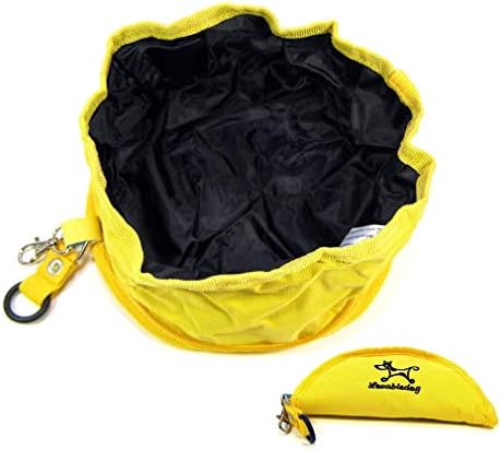 Yellow Collapsible Dog Bowl Portable Folding Travel Water and Food Bowls Pet Dog Cat Feeding Bowls for Walking Camping Hiking by SamGreatWorld