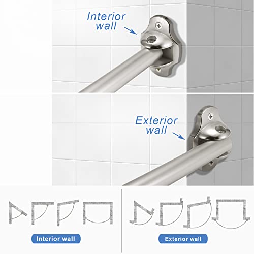 TENOVEL Curved Shower Curtain Rod, Round 4872 Inches Shower Rods for