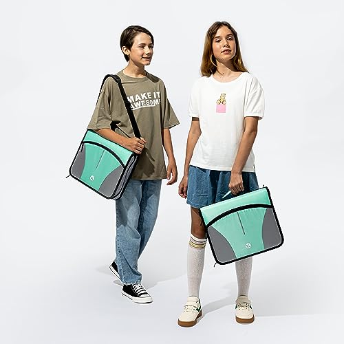 Kinbashi 3 Ring Binder, 3 Inch ORing Zipper Binder with Shoulder Strap