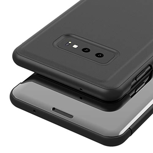 LyweyLeather Case Cover for Samsung Galaxy S10E | Mirror Plating Auto Sleep Wake Flip Skinny