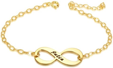 Yesarts Personalized Infinity 925 Sterling Silver Name Bracelet Anklet Custom Made with Any Names