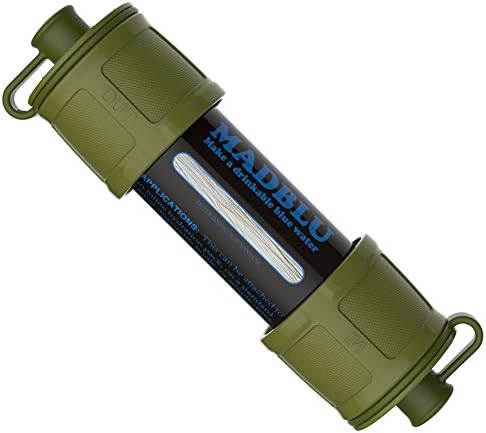 Portable Water Filter Filtration Straw Purifier - 0.1micron Inline Gravity System Survival Kit for camping, hiking, backpacking, travel & emergency preparedness, easy backflush by Madblu