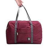 Cocoo Travel Foldable Waterproof Tote Bag Carry Storage Luggage Handbag (Wine)