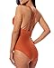 HAIVIDO Women's Shirred Bathing Suits Multi Strap Cross Back One Piece Swimsuits Deep V Neck Swimwear Monokini Rust L