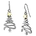 Cute Christmas Tree Piercing Dangle Earrings Golden Silver Two Tone Women Holiday Gift