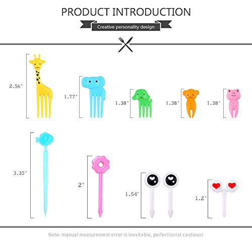 Animal Food Picks for Kids, Mini Bento Picks, Cute Cartoon Animal Fruit Food Toothpicks, Lunch Bento Box Picks Forks (66PCS)