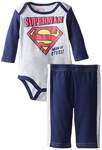 Warner Brothers Baby Boys  Superman Boy Bodysuit and Pant SE, Grey, 6-9 Months