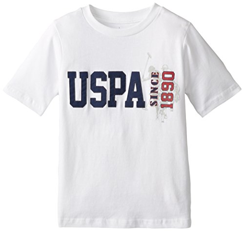 U.S. Polo Assn. Big Boys Cotton Jersey Graphic Crew T-shirt, White, 14/16
