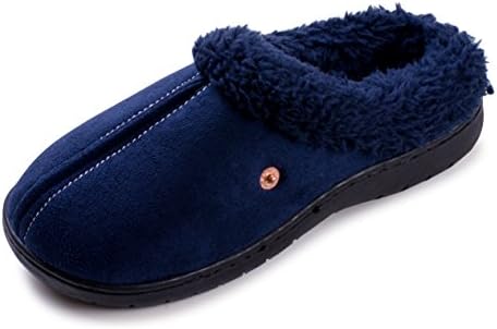 Beyond Boys Boys Stitched Faux Suede, Fleece Lined Clog Slippers Navy 12/13