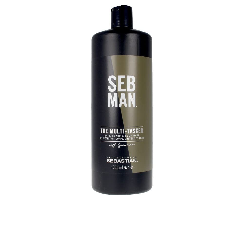 Seb Man The Multitasker 3-in-1 – Shampoo Herren / Duschgel Herren / Bartshampoo, Beard & Body Wash mit Guaraná-Extrakt, Bergamotte und rosa Pfeffer. Haarshampoo Herren für alle Haartypen, 1000ml