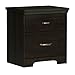 South Shore Versa 2-Drawer Nightstand, Ebony with Antique Handles