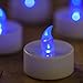 Mars Blue Flameless Candles Flickering Tea Lights - LED Candle Tealight Free Fake Rose Petals - 1.4X1.4 Height 72+ Hours - Gift Set for Him, Her, Brides, Thanksgiving, Christmas.