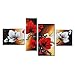 Wieco Art the Back Full Bloom in Spring Red Flowers 100% Hand-painted 4 panels Flower Oil Paintings on Canvas Wall Art for Wall Decor Landscape Oil Painting on Canvas 4pcs/set