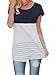 Shirts for Women Summer Short Sleeve Tunic Tops Striped Lace T Shirts Blouses