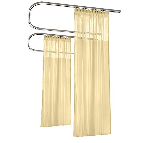 TWOPAGES 15ft Wide x 8ft Tall Flame Retardant Divider Curtains Privacy Cubicle Curtain with Flexible Flat Hook (1 Panel,Beige Yellow)