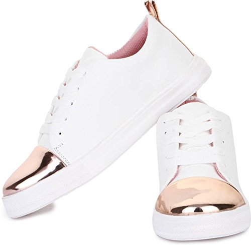 hve women white shiney casual shoes