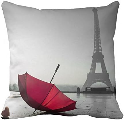 Merry Christmas Gift Custom Personalized Pillowcase Paris Eiffel Tower (5) Theme Zippered Square Pillowcase Christmas Decoration, 16 X 16-Inch