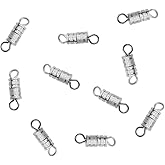 Hahiyo 15mm Length Jewelry Barrel Screw Quick Tighten Strong Connection Coordinate Beautifully Twist Clasps Hole Tube Fastener Cord End Caps Bright Silver 60 PCS for Waist Beads Anklets Necklaces