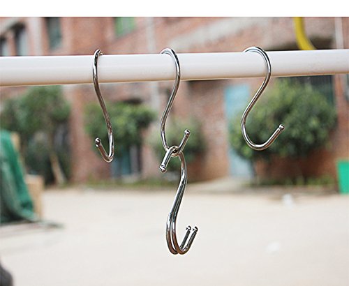 WOVTE Stainless Steel S Shaped Silver Tone Polished Plating Hanging Hooks for Kitchen, Bathroom, Bedroom and Office Pack… 9 WOVTE Stainless Steel S Shaped Silver Tone Polished Plating Hanging Hooks for Kitchen, Bathroom, Bedroom and Office Pack… - Image 10