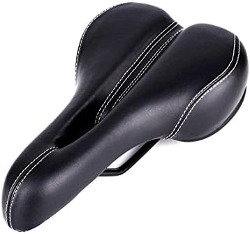 Bike Saddle with Soft Gel Cushion - Wide Cushioned Bicycle Seat - Great For Cruisers, Hybrids And Mountain Bikes - Black And White