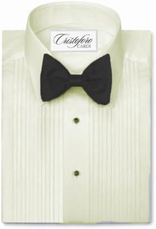 Laydown Collar Tuxedo Shirt 1/4 Inch Pleat Poly/Cotton, Ivory (19.5 38 X39)