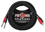 Pig Hog PD-R1415 Dual RCA (Male) to Dual 1/4" Mono (Male) Cable, 15 Feet