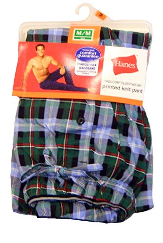 Hanes Tagless Sleepwear Men's Printed Knit Pants Pajama & Lounge Sleep Bottom - Medium 32-34 (Medium