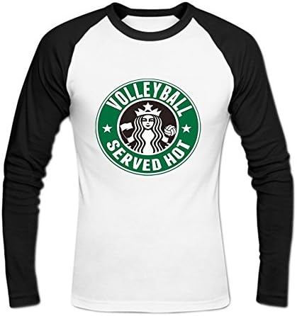 Men's Volleyball Team Star-buck Drink Baseball Cotton T Shirt S White