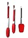 Bobbi Jean's Silicone Stainless Steel Kitchen Food Cooking Tongs & Spatula, 3pc Set 9 & 12 Inch Red