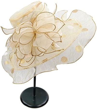 Women's Kentucky Derby Organza Hat Church Wide Brim Sun Hat Cocktail Party Wedding Dress Hat