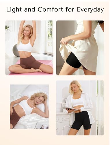 VOENXE Women's Cotton Cycling Shorts, Anti-Friction Thigh, Boxer Shorts, Women's Panty, Shorties Under Skirt or Dress, Women Leggings, Short Panty, Cotton, SeCURity, Protecting Comfort, Pack of 4