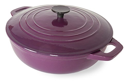 Click Here to See More Images Spiceberry Home Cast-Iron Enamel Brasier Covered Casserole, 4-1/2 Quart, Purple