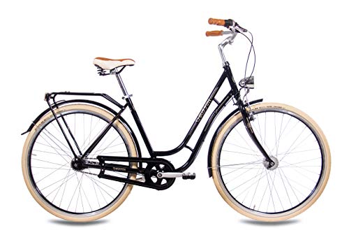 CHRISSON 28 Zoll Retro Citybike Damen - N Lady 7G schwarz - Damen-City-Fahrrad mit Shimano Nexus 7 Gang Nabenschaltung… – Bild 3