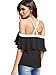 Verdusa Women's Off The Shoulder Short Sleeve Ruffle Halter Blouse Shirt Top Black L