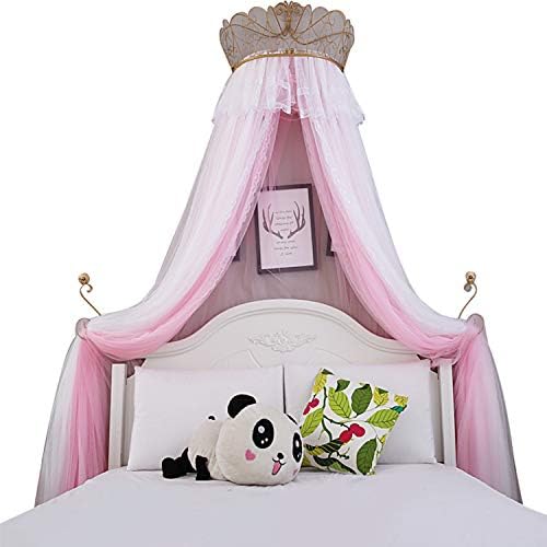 Princess Simple Elegant Dome Bed Mosquito Net,Bed Canopy Netting Curtains Ideal For 1.2/1.5/1.8/2m Size Bed With Crown For Girls Room Decoration,Gift