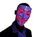 Red Light Up V For Vendetta Glow EL Wire LED Guy Fawkes Anonymous Mask