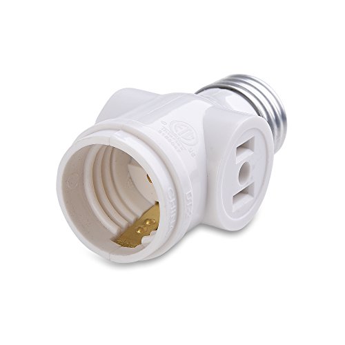 2Pack Light Socket Adapter (Light Bulb Outlet) With 2x AC Outlets In White 689017415757 eBay