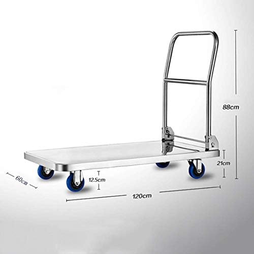 AOLI Platform Trucks Stainless Steel Rolling Utility Cart Warehouse Carry Cargo Foldable Heavy Duty - Load 200/300/400Kg,Load 400kg