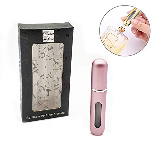 New Upgrade Travel Perfume Atomizer Refillable,GOLF 5ML Portable Mini Easy Refillable Perfume Atomizer Empty Spray Bottle for Men and Women,Scent Pump Case (Pink)