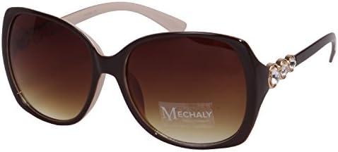 Rectangle Zirconia On The Arm Style Sunglasses with Brown Frame with Brown Lens