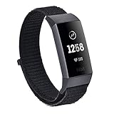 VIGOSS Nylon Bands Compatible with Fitbit Charge 3/3 SE Band Men Women Soft Breathable Nylon Sport Loop Charge3 Strap with Black Adapters Bracelet for Fitbit Charge 3/3 SE Smartwatch 5