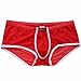 FEESHOW Men's Soft Sheer Mesh Boxer Briefs Shorts Underwear Lingerie Panties (Red, XL)