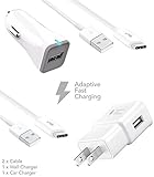 LG G6 Wall and Car Charger set with Type-C Cable by Boxgear. (1x Car Charger + 1x Wall Charger + 2x USB C Cable) - Rapid Fast Charging - LG V20 / LG V30 / LG G5 Up to 50% faster charging!