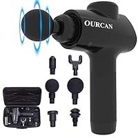 Ourcan Muscle Massage Gun, Powerful Cordless Handheld Deep Tissue Electric Body Muscle Massager, Pure Wave Quiet Brushless Motor for Sore Muscles (Black)