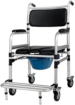 Hmhoope Lightweight Adjustable Commode Chair With Four Wheel Folding Leather Non-Slip Armrest Multifunction Aluminum Alloy Elderly Pregnant Women Product