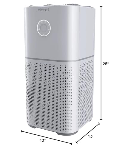 BISSELL Air180 Air Purifier For Home, Bedroom, HEPA Filter, Filters Smoke, Allergies, Pet Dander, Odor, Dust, Gray, 3496+