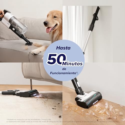 Aspirador de pó sem fio levoit, anti-emaranhado, aspirador de vassoura máx. 50min, aspirador de pó sem fio 4 em 1 com bateria removível, filtragem de 99,9%, aspirador de pó para animais de estimação/tapetes/carros/pisos duros