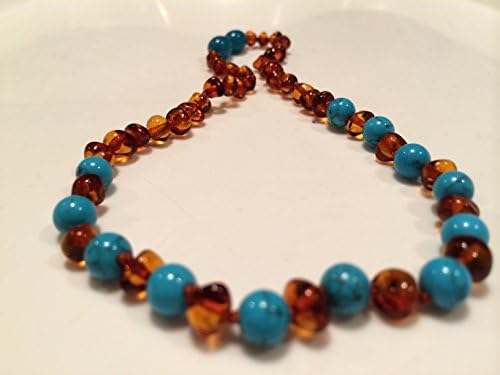Baltic Amber Turquoise Cognac Teething Necklace baby, Infant, Toddler, Bub, Big Kid, Christening, Christmas, Gift, one of a kind authentic and certified, pure amber genuine, maximum effective