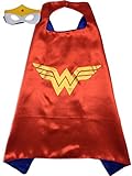 Superhero or Princess CAPE Adult Teen Size, Mens Womens Halloween Costume Cloak (M (43 inches), Red & Blue (Wonderwoman))